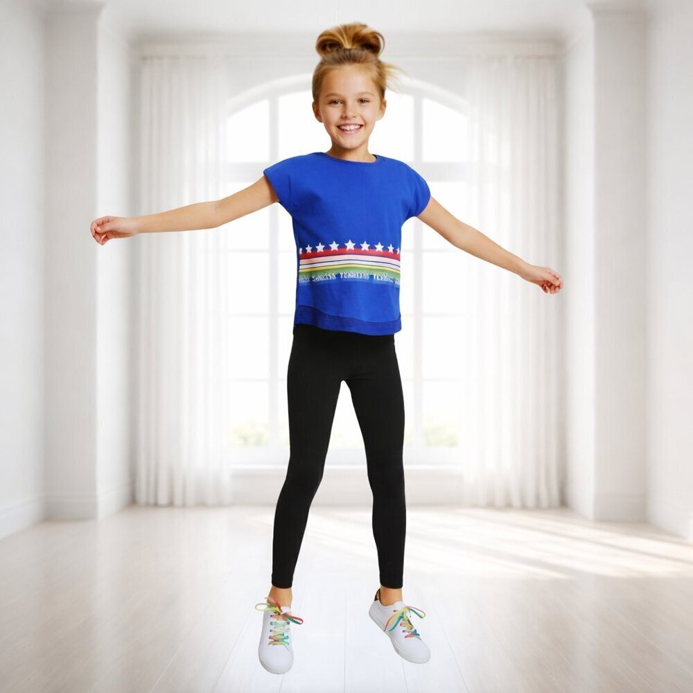 2 for $15 Ideology Stars and Stripes Fearless Blue Tee Shirt - Girls Size Medium